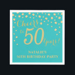 50th Birthday Party Teal and Gold Diamond Napkins<br><div class="desc">50th Birthday Party Invitation with Teal and Gold Glitter Diamond Background. Gold Confetti. Adult Birthday. Man or Woman Birthday. For further customization,  please click the "Customize it" button and use our design tool to modify this template.</div>