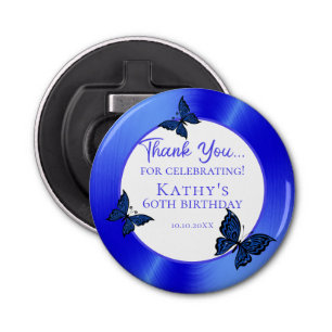 50th Birthday Party Thank You Blue Butterflys Bottle Opener