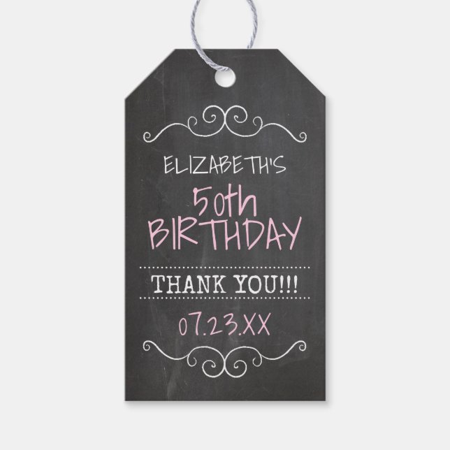 50th Birthday Party Thank You Guest Favor Gift Tags (Front)