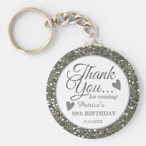 50th Birthday Party Thank You Silver Glitter 