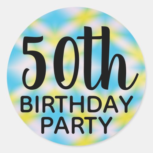 50th Birthday Party Tie Dye Classic Round Sticker