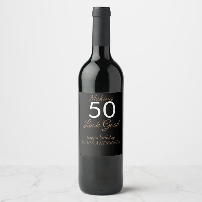 50th Birthday party wedding wine label (Front)