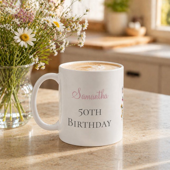 50th Birthday Party Wildflower  Coffee Mug (Creator Uploaded)