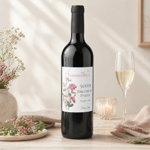 50th Birthday Party Wildflower  Wine Label