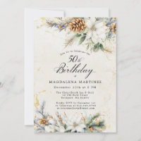 50th Birthday Party Winter White Floral Greenery