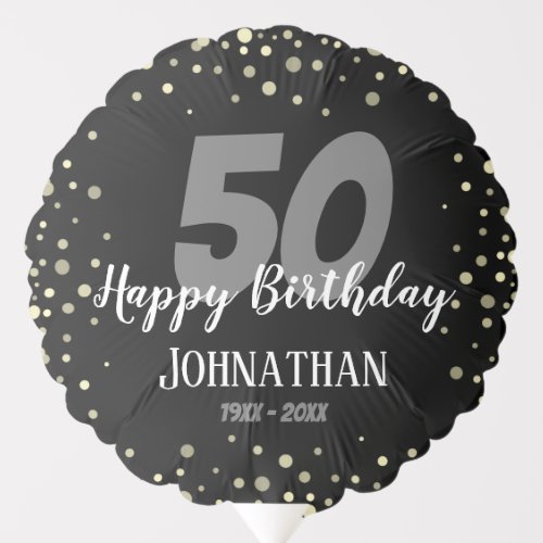50th Birthday Party with Confetti Black Balloon