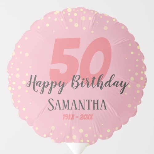 50th Birthday Party with Confetti Pink Balloon