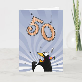 50th Birthday - Penguin Surprise Card