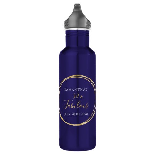 50th Birthday Personalized 50 and Fabulous Blue Stainless Steel Water Bottle