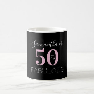 50th Birthday Personalized Black Pink Coffee Mug