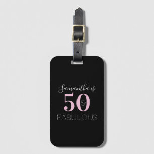 50th Birthday Personalized Black Pink Luggage Tag