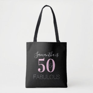 50th Birthday Personalized Black Pink Tote Bag