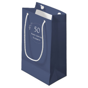 50th Birthday Personalized Blue Small Gift Bag