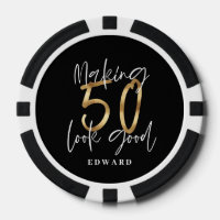 50th birthday personalized favor gift black gold