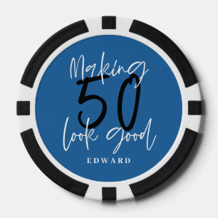 50th birthday personalized favor gift modern poker chips