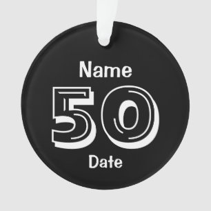50th Birthday Personalized Gag Gift Black White Ornament