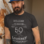50th Birthday Personalized Men Silver Gray Text T-Shirt<br><div class="desc">A vintage birthday T-shirt with a heartfelt message. Add the name and change the year using the template.</div>