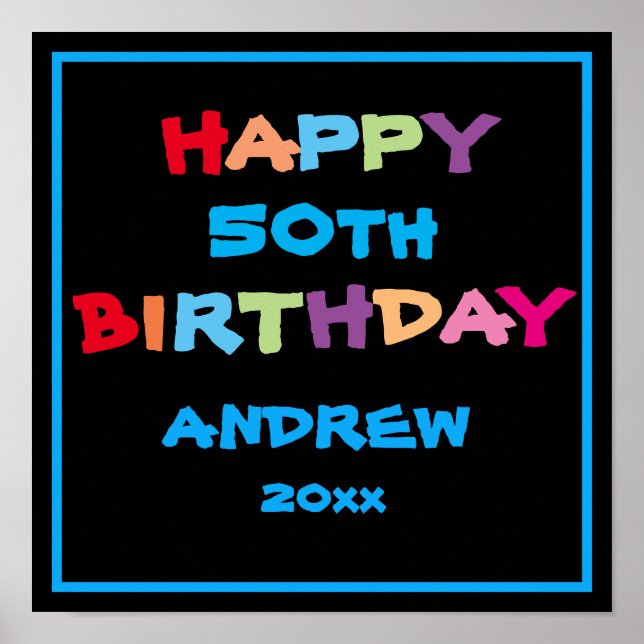 50th Birthday Personalized Name Welcome Poster (Front)