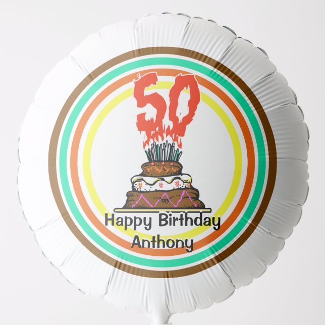 50th Birthday Personalized Party Balloon (Front)