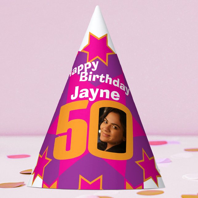 50th birthday personalized photo star name hat (Creator Uploaded)
