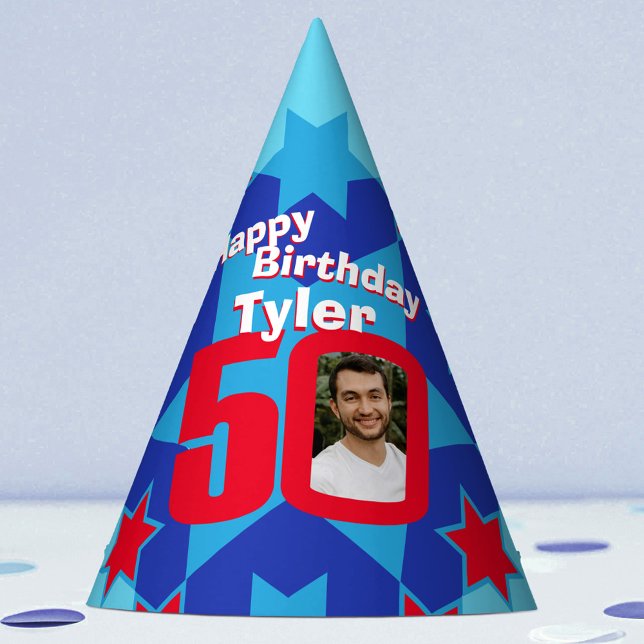 50th birthday personalized photo star name hat (Creator Uploaded)