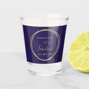 50th Birthday Personalized Purple and Gold Shot Glass