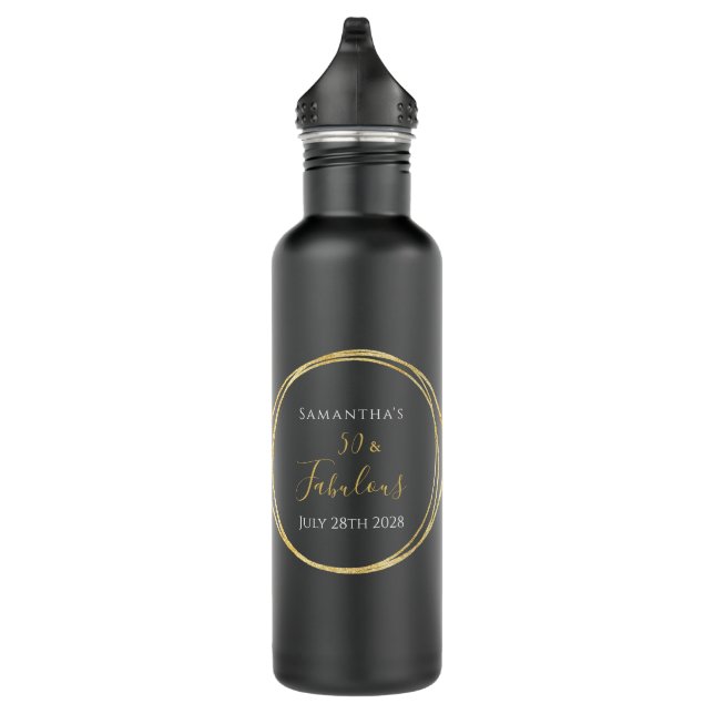 50th Birthday Personalized Stainless Steel Water Bottle (Right)