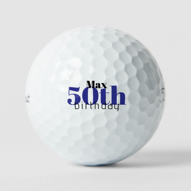 50th Birthday Personalized Titleist Pro V1 II Golf Balls (Front)