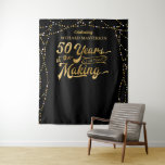 50th Birthday Photo Backdrop Black and Gold<br><div class="desc">Celebrate a 50th birthday with this banner sign featuring a retro typography design stating 50 YEARS IN THE MAKING that incorporates their birth year within the design, accented with gold string lights and personalized with your custom text. Use as party decor or a fun photo backdrop for pictures. CHANGES: Change...</div>