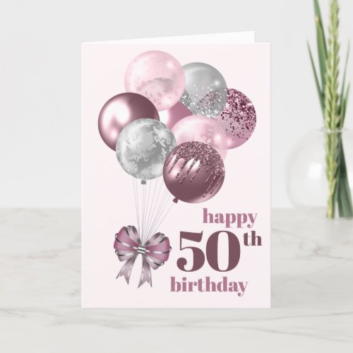 50th Birthday Photo Balloons  Card