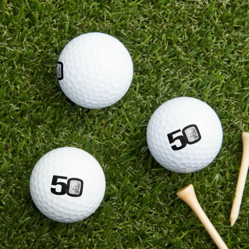 50th birthday photo black and white  golf balls