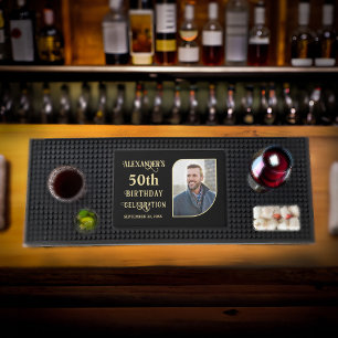 50th Birthday Photo Celebration 50 Party Event Bar Mat