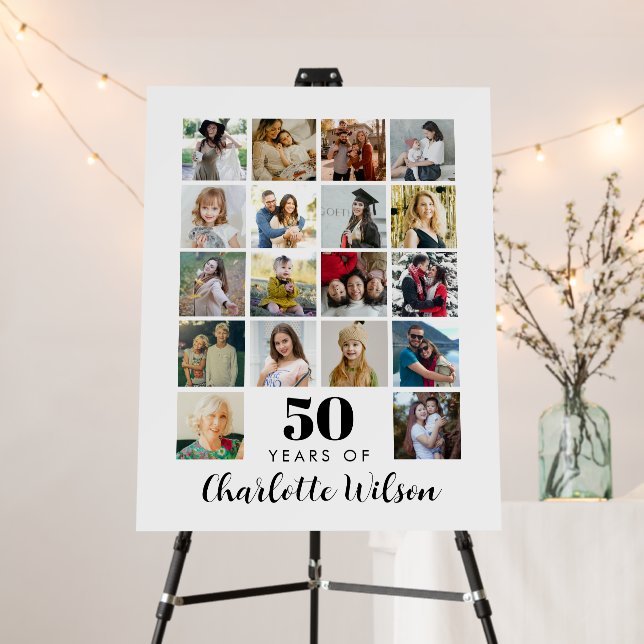 50th Birthday Photo Collage 18 Photos Foam Board (In Situ (Stand))