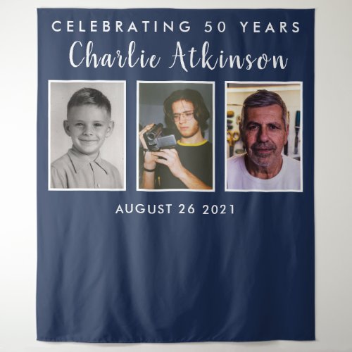50th birthday photo collage backdrop banner