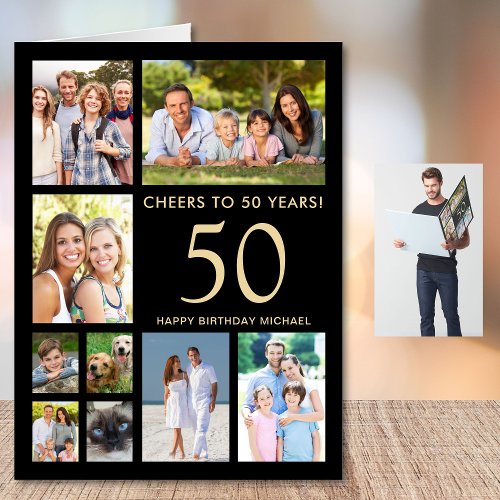 50th Birthday Photo Collage Black Jumbo