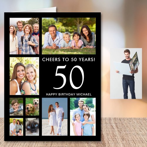 50th Birthday Photo Collage Black Jumbo