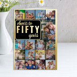 50th Birthday Photo Collage Cheers to 50 Years Foil Greeting Card<br><div class="desc">Say Cheers to Fifty Years with a luxury gold foil 50th Birthday Photo Card with custom pictures and personalized birthday greeting inside. The photo template is set up to create a cool photo collage with 17 of your favorite photos, displayed as 16 square and 1 vertical portrait pics. If you...</div>