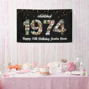 50th birthday Photo Collage established 1974 Banner