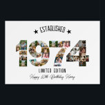 50th birthday Photo Collage established 1974 Foam Board<br><div class="desc">Celebrate a milestone birthday with this stunning 50th Birthday Photo Collage Banner, designed by The Arty Apples. Featuring photos arranged in the shape of "1974, " this banner commemorates the special year of birth in a unique and meaningful way. Perfect for birthday parties and celebrations, it showcases cherished memories while...</div>