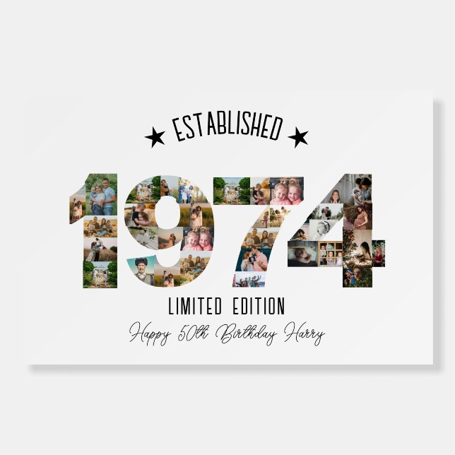 50th birthday Photo Collage established 1974 Foam Board (Front)