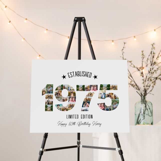 50th birthday Photo Collage established 1975 Foam Board (In Situ (Stand))