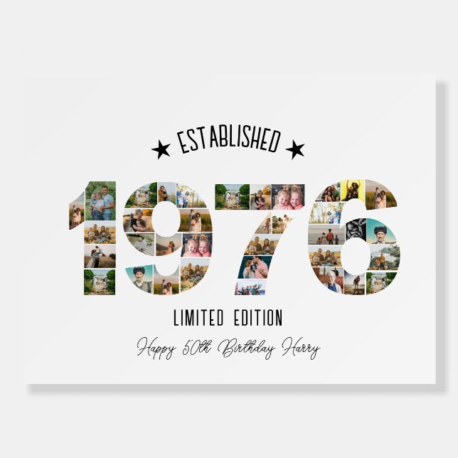 50th birthday Photo Collage established 1976 Foam Board (Front)