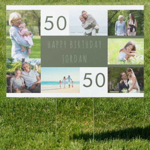 50th Birthday Photo Collage Happy Birthday Yard Sign