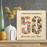 50th Birthday Photo Collage in Number 50 Wood Wall Art<br><div class="desc">Create your own wood art photo collage for a unique 50th birthday gift. The design features a photo collage in the shape of a number 50. The template is set up for you to add your own photographs as well as a name and your own custom wording. The sample wording...</div>