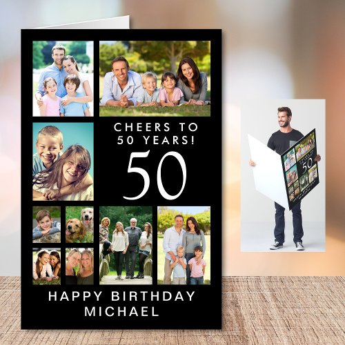 50th Birthday Photo Collage Jumbo Card