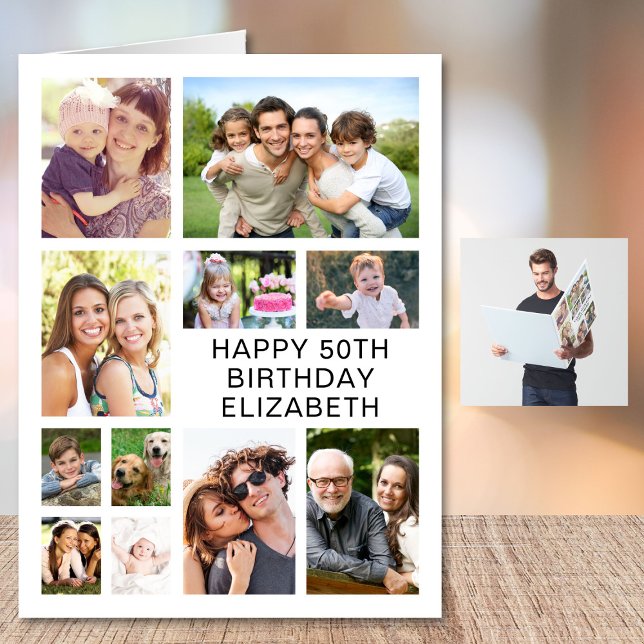  50th Birthday Photo Collage Jumbo Card (Creator Uploaded)