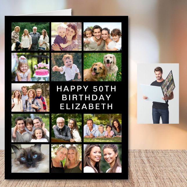 50th Birthday Photo Collage Jumbo Card (Creator Uploaded)