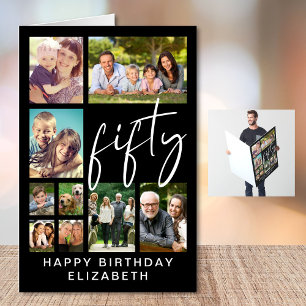50th Birthday Photo Collage Jumbo Card