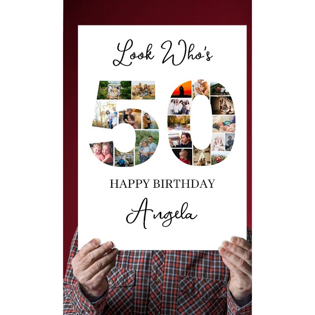 50th Birthday Photo Collage look who's 50 Card (Creator Uploaded)