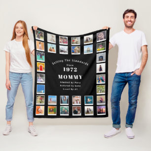 50th Birthday Photo Collage Mommy Fleece Blanket